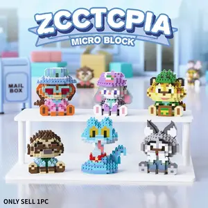 Cartoon City Animal Miniature Building Block Set, Cute Pixel Characters of Fox and Rabbit, DIY Assembled Building Block Toys, Suitable for Fans, Children, Adults, Desktop Decoration, Collection Gifts