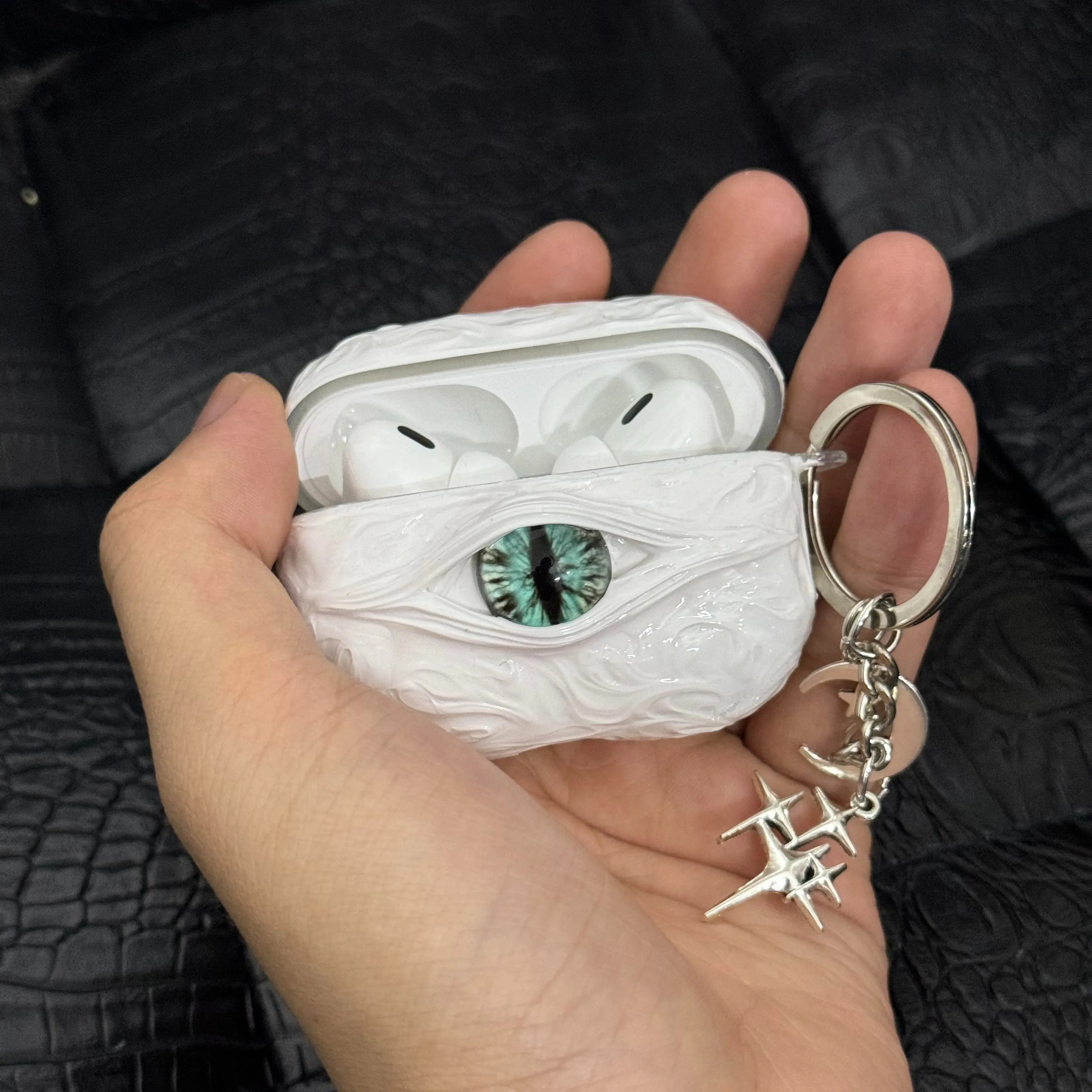 "The White Devil" -UV Reactive AirPods Case - Glow-in-the-Dark Green Eye Cover for AirPods Pro/pro2/pro3 & AirPods 4