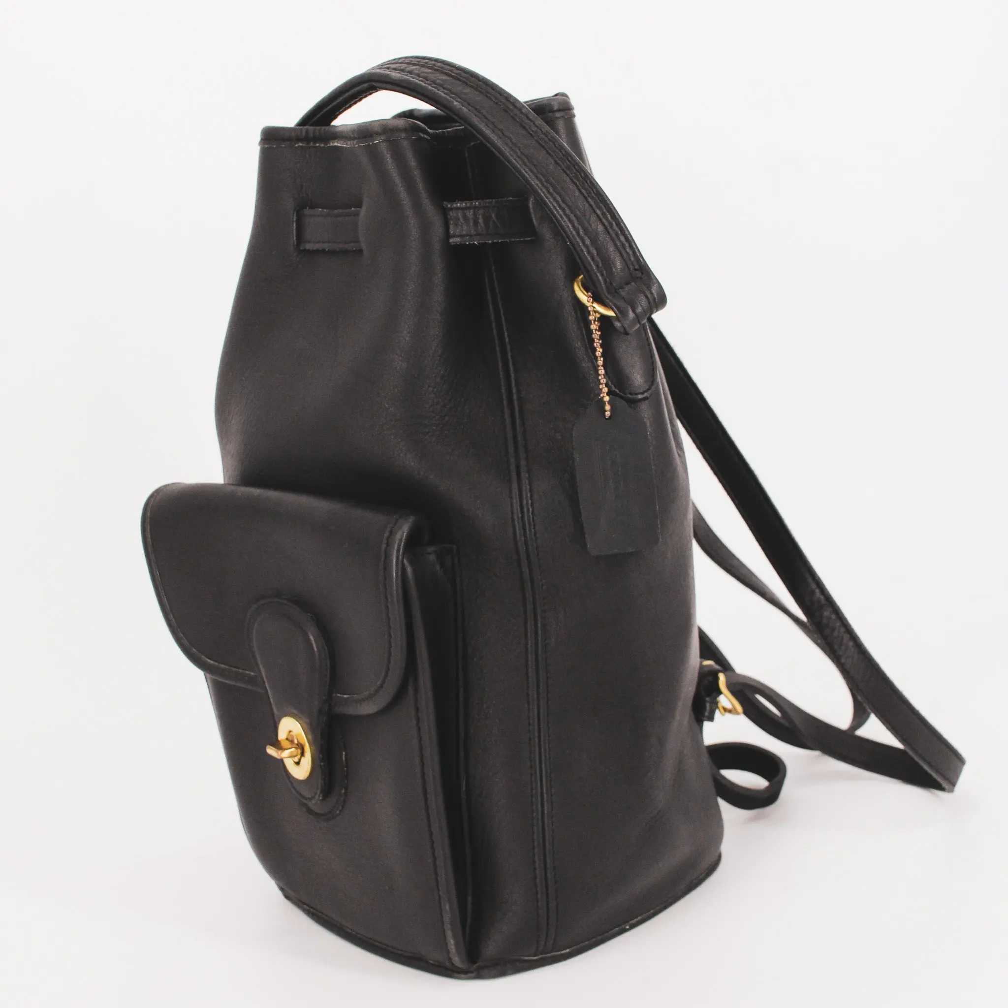 90s coach black top handle bucket backpack -  9992 - rare