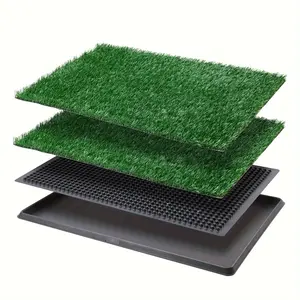 LOOBANI Dog Grass Mat with Tray for Large & Small Dogs, Pet Toilet Training Mat, 2 Replaceable Urine Pads, Easy Clean, Fast Drainage, Portable, Suitable for Apartment & Terrace, Unscented, 16x20 to 45x29 inches