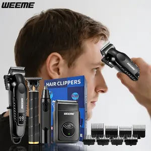 Weeme Men's Electric Hair Trimmer Set, 3-Piece Beard Trimmer Kit, USB Charging, T-Shape Blade, Razor, Shaver Trimmer, Nose Hair Trimmer, Holiday Gift