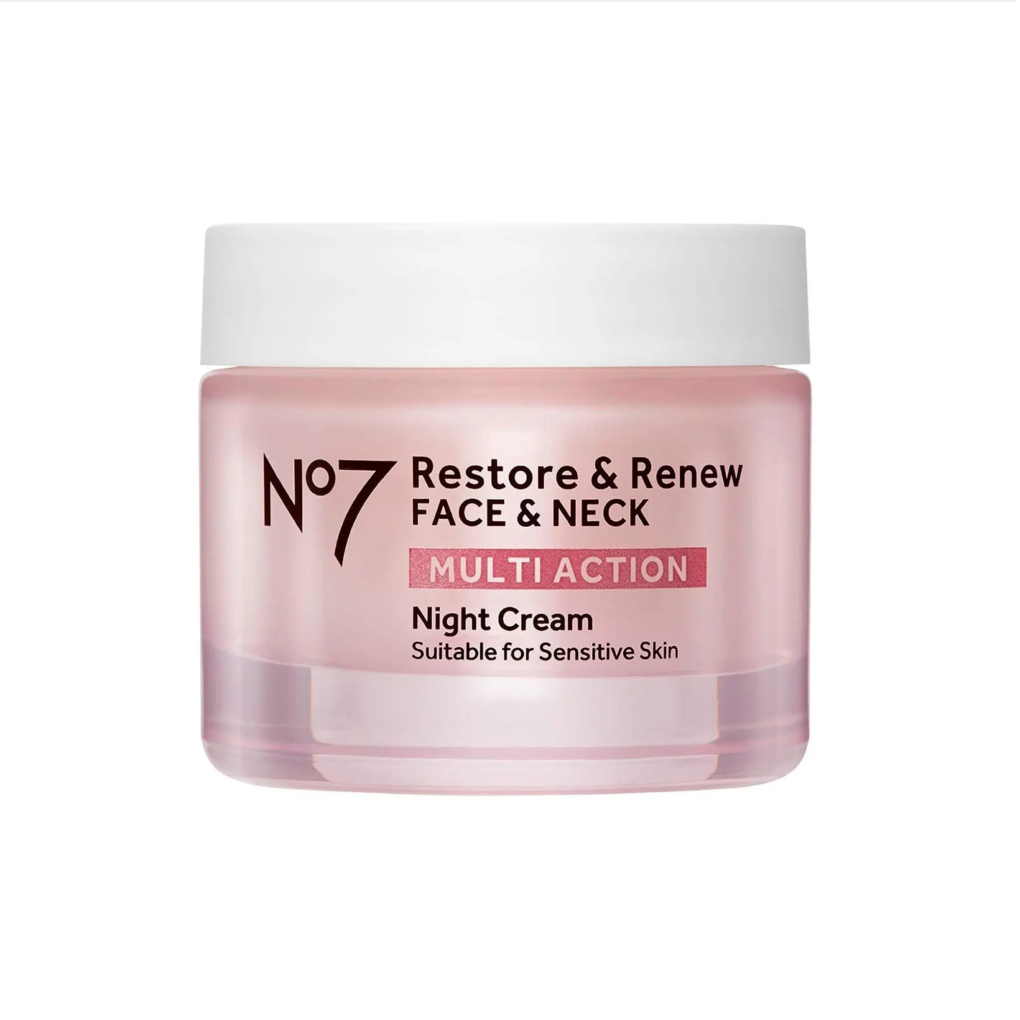 No7 Restore & Renew Night Cream for Face and Neck, 1.69 Fl Oz / 50ml, Moisturizer for Mature Skin with Collagen Peptides, Hyaluronic Acid, Ceramides, Vitamin E and Shea Butter