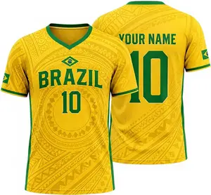[Custom Name & Number] Brazil Soccer Jersey Custom Name Number, Personalized Brasil Football Fan Jersey for Men Women, Brazil Soccer Shirt