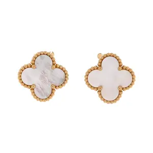 Pre-owned Van Cleef & Arpels Vintage Alhambra Earrings 18K Yellow Gold and Mother of Pearl by Rebag