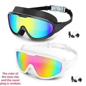 Adult and child swimming goggles set (2 pairs) - Wide field of vision, anti-fog and UV resistant. These are the best swimming goggles suitable for adults, providing comfort and a good fit. No leakage. For men, women and children, Water Goggles