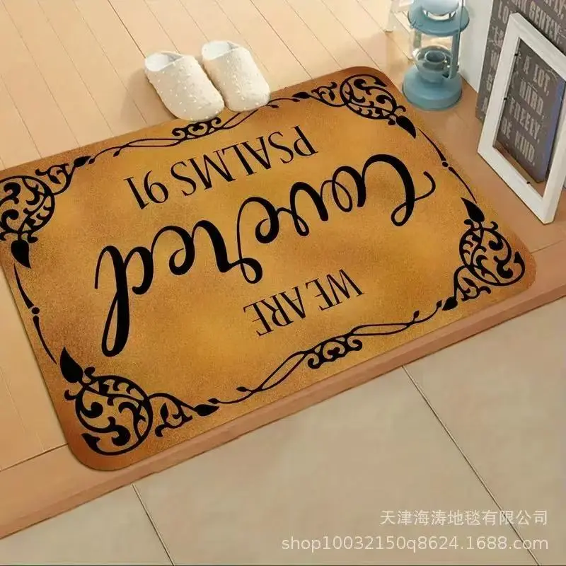 Welcome Mats for Front Door Outdoor Entry We are Covered Psalms 91 Doormat Non Slip Rubber Mat for Home Indoor Farmhouse Funny Kitchen Rugs Patio Full Brown