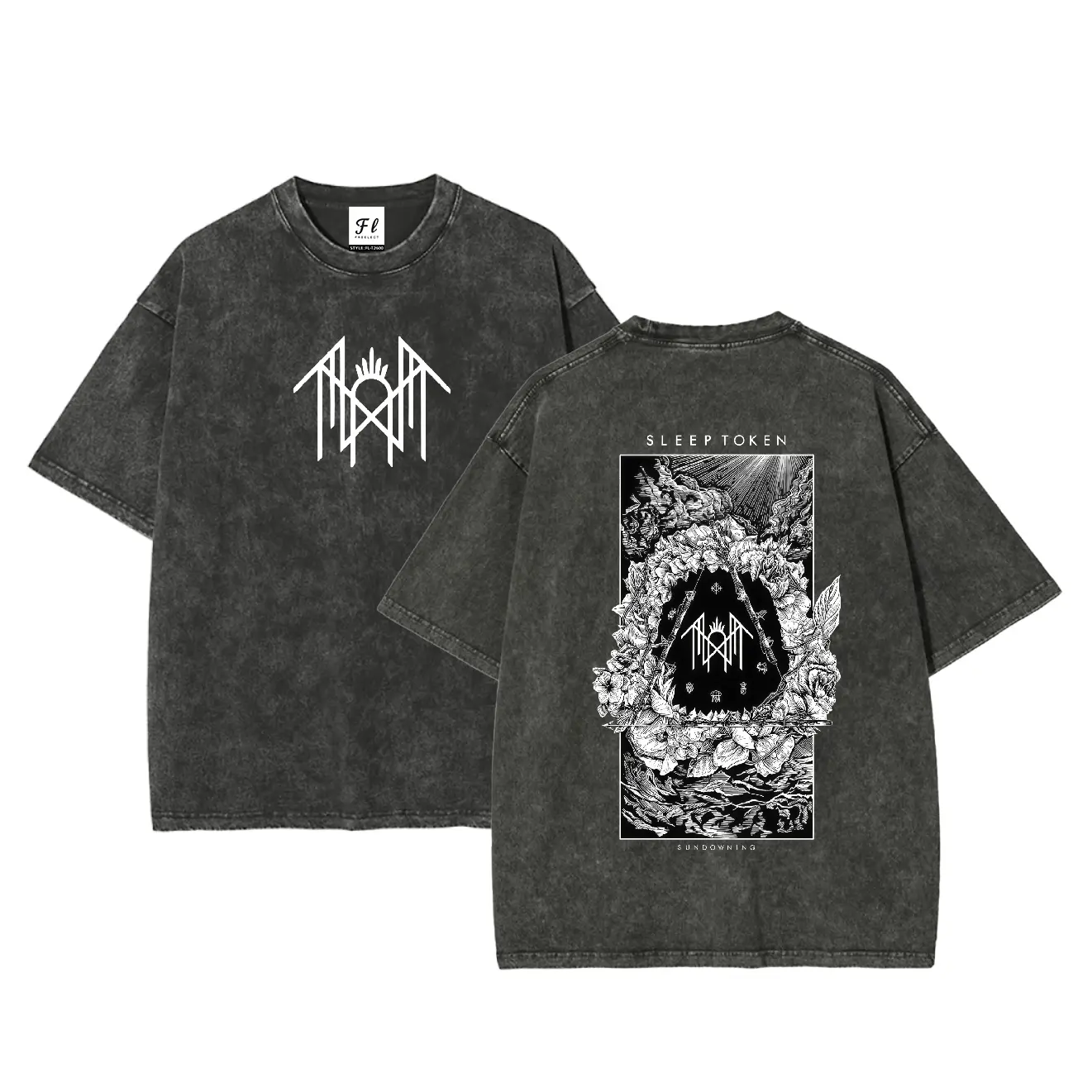 Unisex Fit Washed T-Shirt  Sleep Token Graphic T-Shirt  DTG Process Unisex Loose-Fitting T-shirt, Washed Casual Top (100% Cotton, 280g), Smooth Fabric, Minimalist Style, Street Style, Classic T-shirt, Makes a Great Gift.