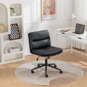 [Bellemave] PU Leather Adjustable Swivel Office Chair, Criss Cross Leg Wide Seat Desk Chair for Home Office
