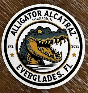 Alligator Alcatraz 4 1/2" Round Car Window Sticker