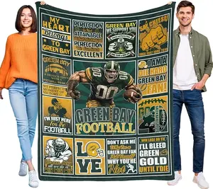 Green-Bay Blanket Gifts for Fans Soft Lightweight Flannel Throw Blanket for Men Women Youth, Football Team Color Blankets for Couch Living Room, Green-Bay Fan Blanket, Game Day Gift, Game Day Blanket280gsm