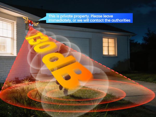 Outdoor Solar Motion Alarm with Dual Upgraded Radar + IR Detection Sensors - 130dB Sound, Strobe Light, 10 Sounds, 20s Recording, IP65 Waterproof Animal Deterrent for Garden, Farm