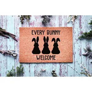 Doormat Every Bunny Welcome - Easter Gift - Housewarming Gift Funny Mat Welcome Mat Cute Doormat Coir Mat Closing Gift