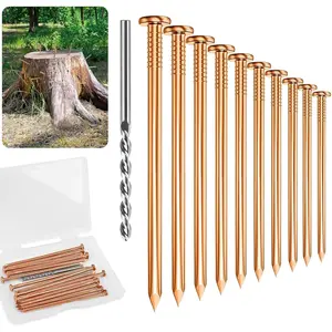 10 Pack 3.15" Copper Nails with Drill, Stump Removal Spikes Hardware Nails for Killing Tree Stump Root