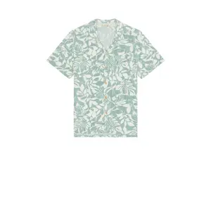 Faherty Cabana Towel Terry Shirt in Poolside Foliage Teal