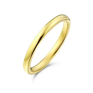 Thin 2MM Dome Wedding Band Ring Black Silver Rose Gold Titanium Comfort Fit