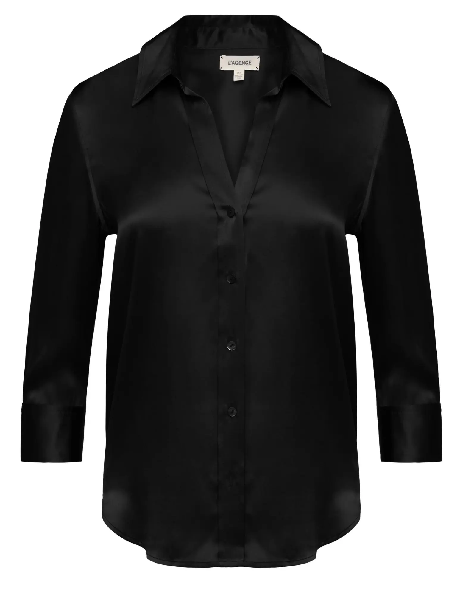 L’AGENCE Dani Three Quarter Sleeve Blouse in Black