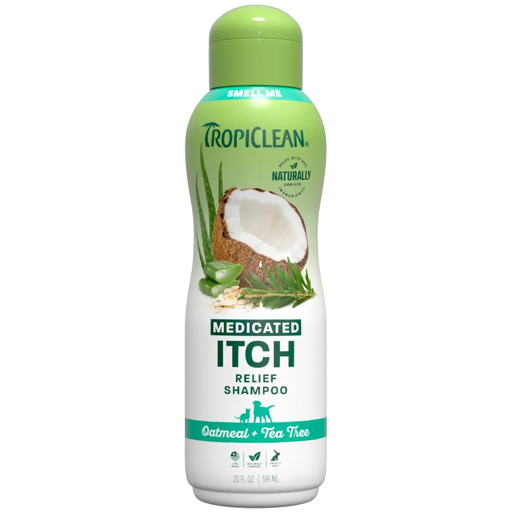 TropiClean Oatmeal + Tea Tree Medicated Itch Pet Shampoo, 20oz