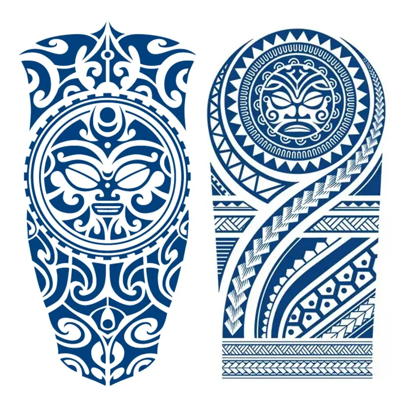 2 Sheets Temporary Arm Tattoos with Totem Patterns, Waterproof Body Art Stickers, Realistic Long-Lasting, Lasts 7-15 Days, for Adults Men Women