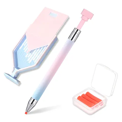 All-in-1 Bedazzling Kit Diamond Art Craft Supplies, Adjustable Wax-Tip Diamond Painting Pen, Effortless Pickup Tool, Grooved Storage Tray for DIY Jewelry Making, Nail Art, Phone Cases, No Mess Handicrafts & Beginners.