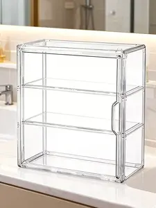 Desktop Three-Tier Transparent Display Cabinet, Jewelry Blind Box Storage, Dustproof Design, Multifunctional Organizer, New Model