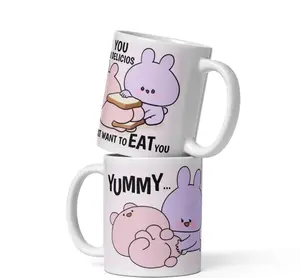 Asamimichan Anniversary Gift , Kawaii Bunnies cup , Valentines day mug, Romantic gifts