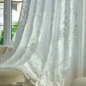 1 Piece French Country White Openwork Vine Sheer Home Decoration Curtain, Light Filtering & Non-See-Through, Hazy Light & Shadow, Multi-Functional Hooks Top, Suitable for Bedroom, Living Room, Study, Balcony and Bay Window