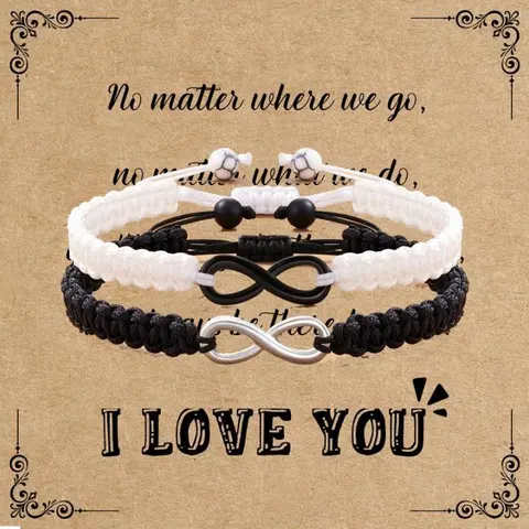 Adjustable Cord Paracord Bracelets with Stainless Steel Jewelry - Sports Wristbands, Cute BF Gifts, All Seasons, Strengthens Bond, Sweet Confession Card for Long Distance Relationship Anniversary Gifting