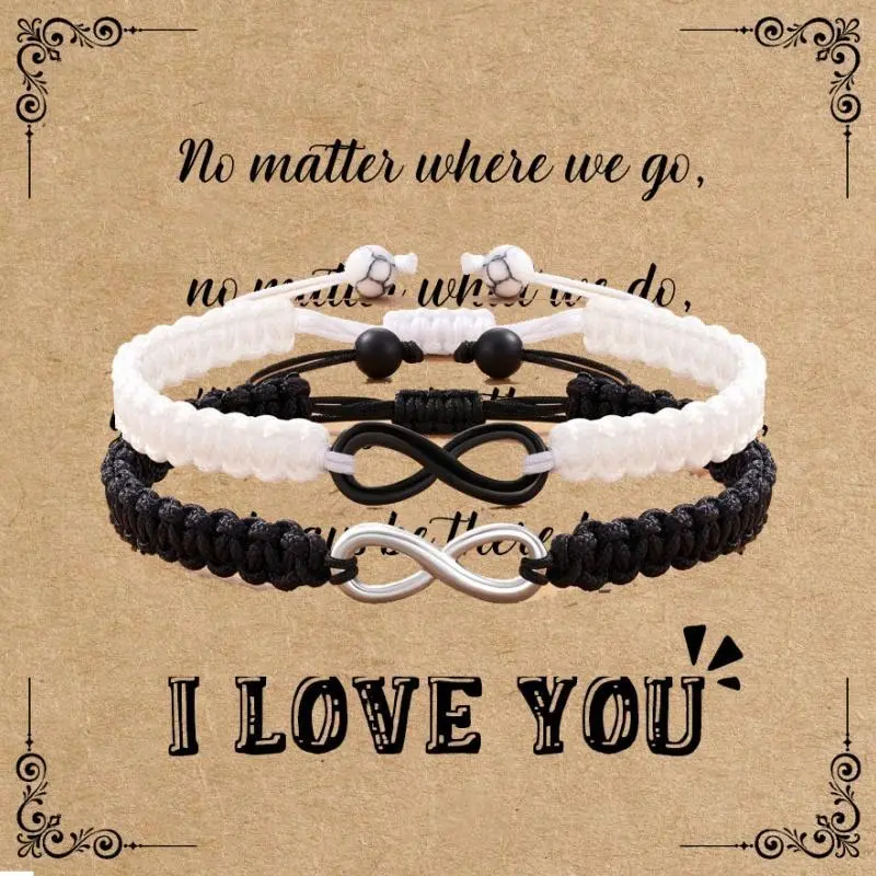 Adjustable Cord Paracord Bracelets with Stainless Steel Jewelry - Sports Wristbands, Cute BF Gifts, All Seasons, Strengthens Bond, Sweet Confession Card for Long Distance Relationship Anniversary Gifting