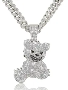 Men's Hip Hop Necklace Set, Miami Style Punk Jewelry, Rhinestone Cuban Chain, Oil Big Bear Pendant, Party Daily Wear