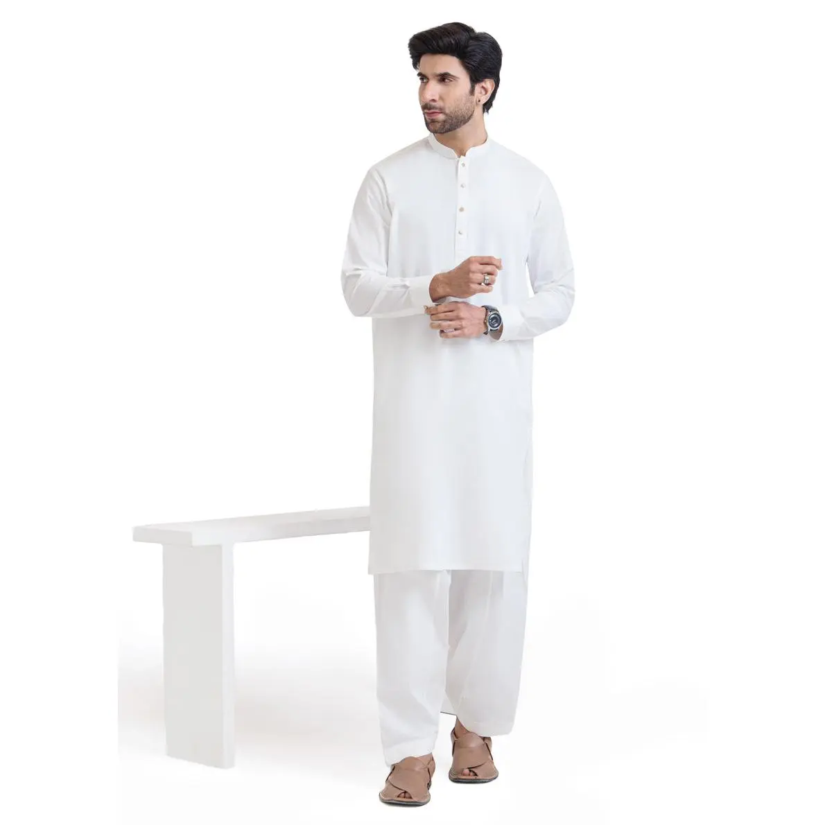 White-Latha-Shalwar Suit - (MPS25SSS2062) BIN 63 M13