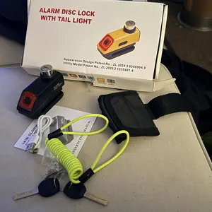 Waterproof Motorcycle Disc Brake Lock with Alarm — Anti-Theft Padlock & Security Accessory for Bicycles, Features 110dB High-Volume Alarm, Easy Installation