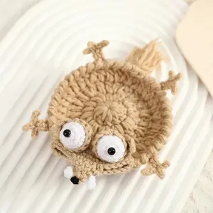 New Cartoon Crochet Squirrel Coasters Heat Resistant Funny Crochet Coasters Woven Handmade Coasters