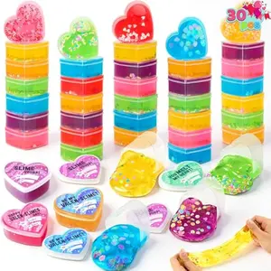 30 PCS Valentines Day Clear Slime Hearts for Kids Classroom Exchange Prizes, Valentine Party Favors, Gift Exchange