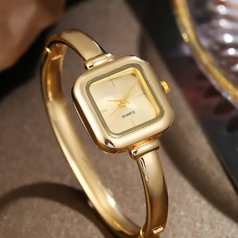Elegant Analog Quartz Watch for Women, Fashionable Watches, Fashion Wristwatches, Fashionable Stylish Watch, Metal Case, Plain Pattern, All-Seasons, Perfect Gift for Holidays and Special Occasions