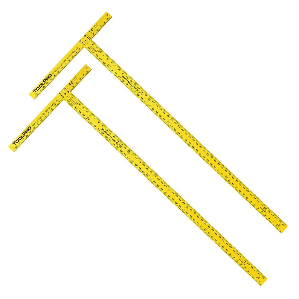 ToolPro 54 in. Aluminum Drywall T-Square, Steel Riveted Heat-Treated Hand Measuring Ruler for Precision Work - Box of 2, 22 in. Compatibility Feature