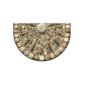 【Tayagxg】1PC Colorful Pebble and Shell Design Non-Slip Door Mat, Velvet Carpet, Stain-Resistant, Suitable for Entryway/bathroom/living Room, Durable and Easy to Clean