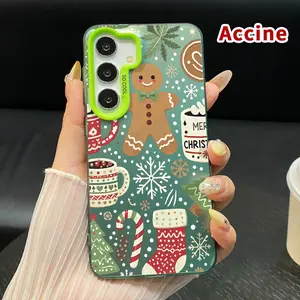 Phone Case Compatible with Samsung Galaxy S23 Ultra S24 Plus S25 S22+ Gingerbread Christmas Magic Pattern Matte Military-Grade Drop Protection Silicone Cover Cellphone Protective