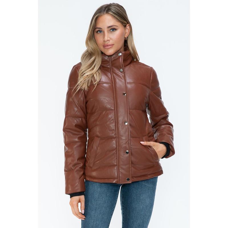 YMI Pocketed Zip Up Turtleneck Puffer Jacket