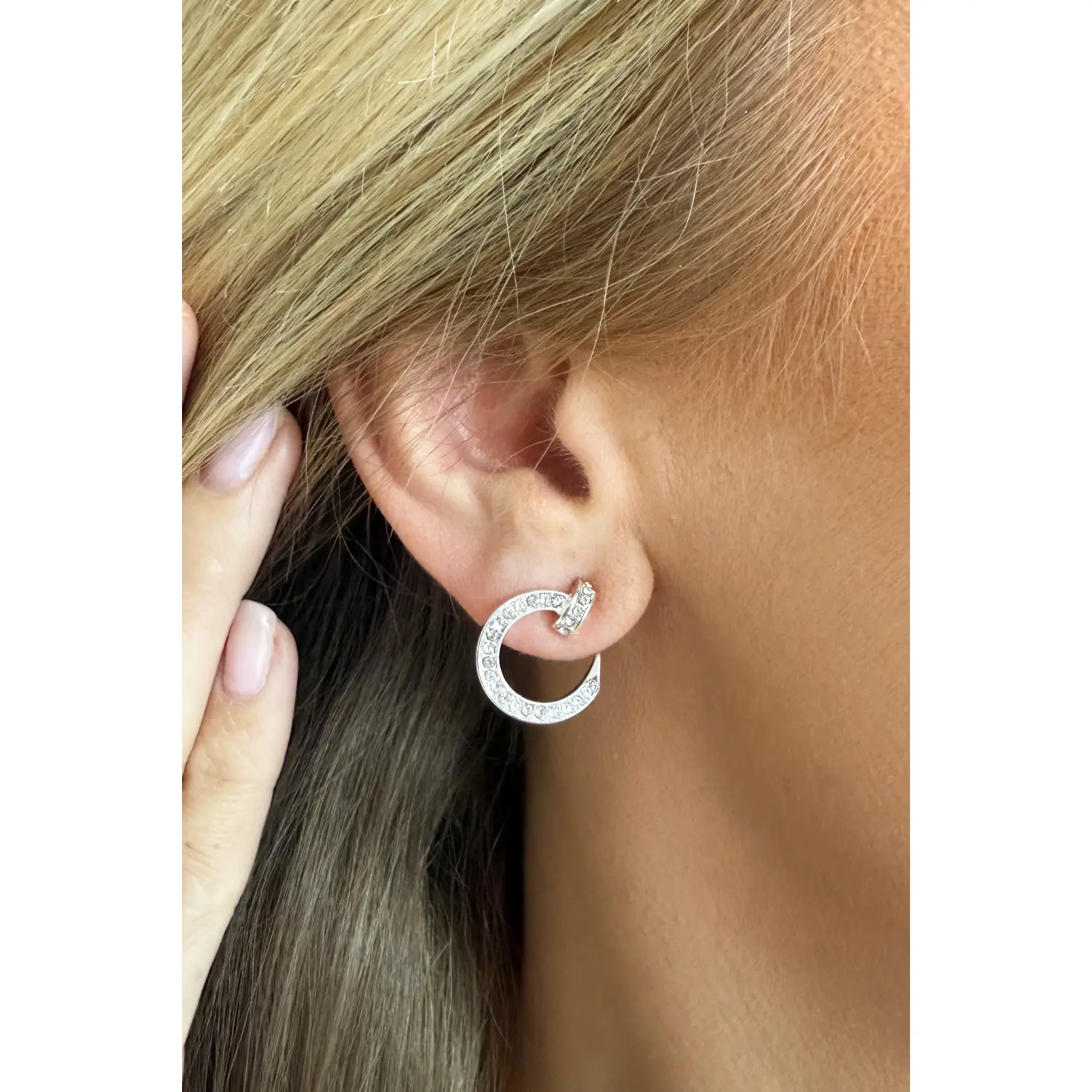 Pave Circle Nail Post Earrings