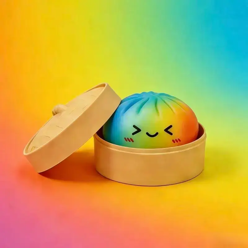 Cute Smiley Face Steamed Bun Squishy ,Realistic Mini Steamer Slow Rebound Desk Decor, Food Shaped Ornament For Daily Relaxation And Desktop Display