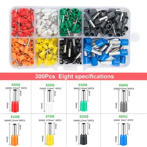 300pcs Wire Crimp Terminal Set, Copper Tube PVC Flame Retardant Insulated Connectors, Includes Hsc8 6-4a Alloy Steel Crimper, 0.25-10mm²