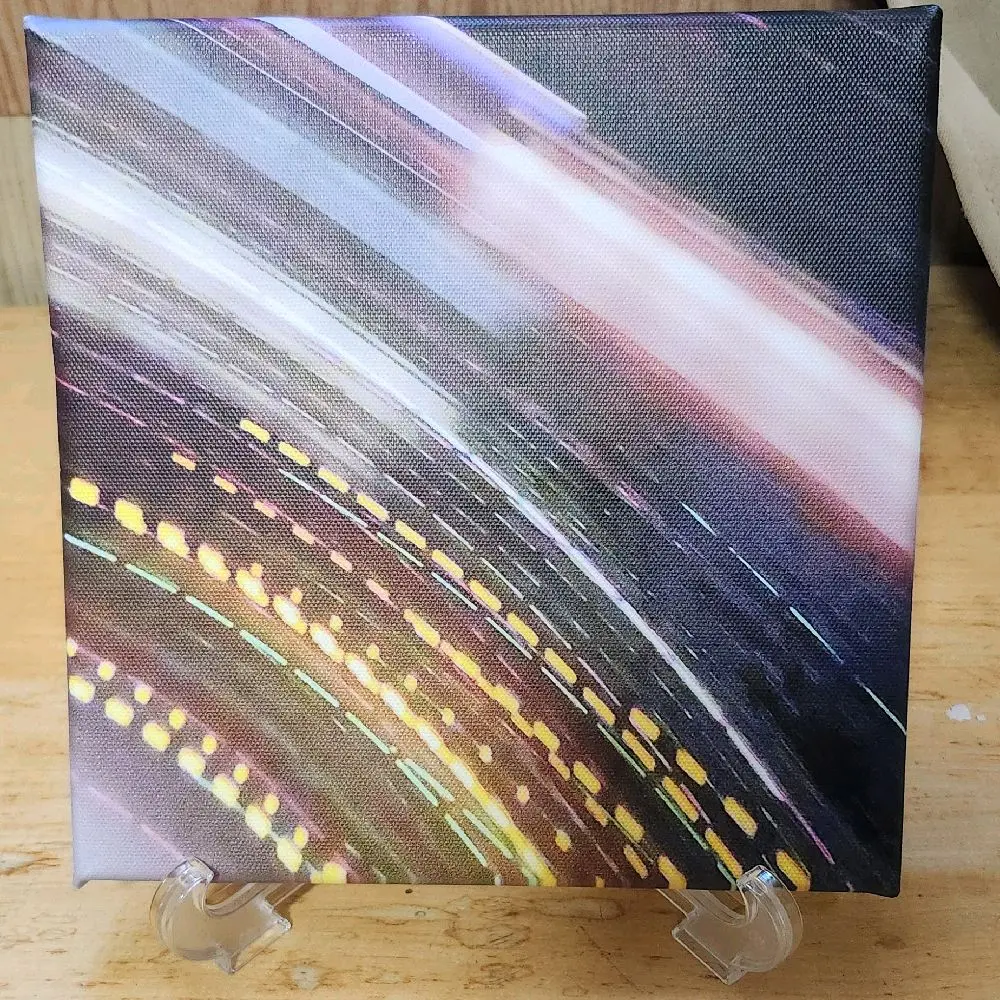 8x8 Canvas Art Print Featuring Vibrant Light Trails for Modern Wall Decor