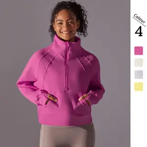New solid color autumn and winter sweatshirt, loose fit, fleece-lined, warm, yoga casual jacket, outdoor sports loose long-sleeve top(Gift)11