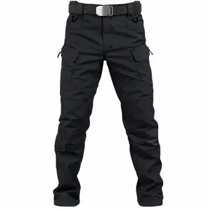 Generic Men's Lightweight Cargo Pants - Durable Straight Leg Outdoor Trousers with Large Zipper Pockets