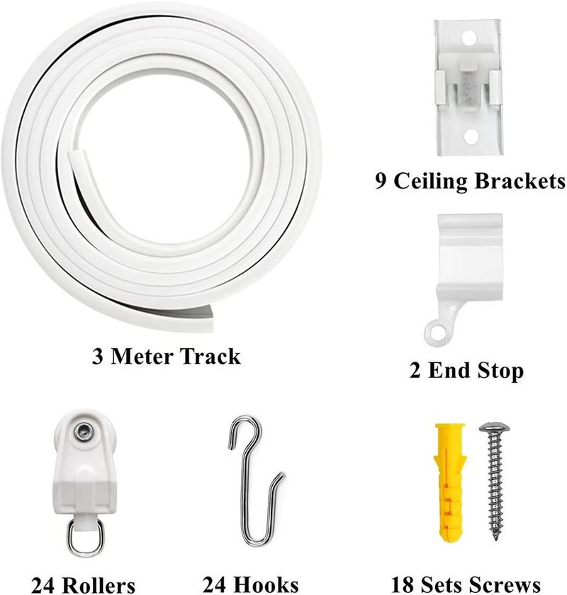 Ceiling Curtain Track Bendable Mount Rail Bunk Bed Bay Window Room Divider 3m/9.8ft curtain track