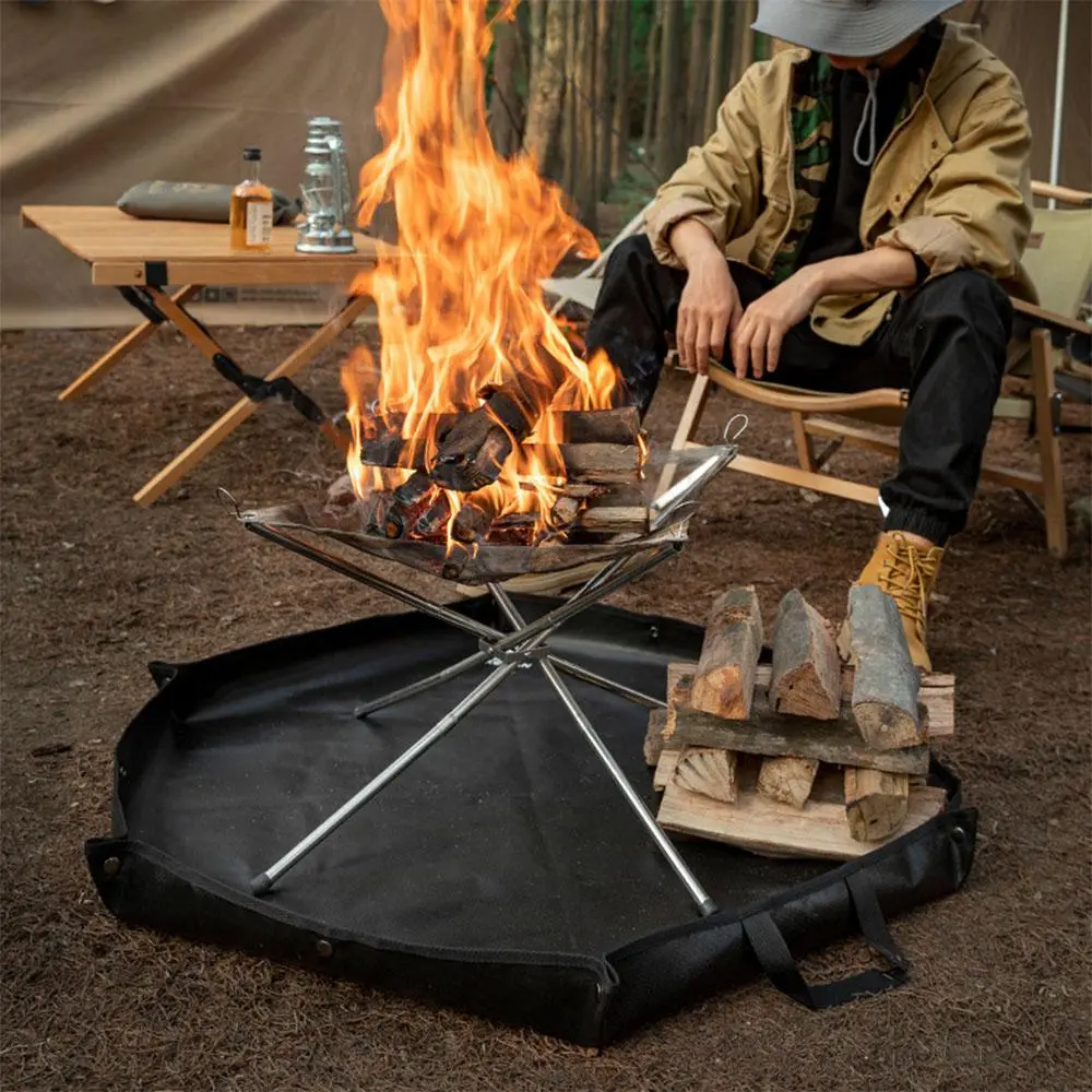 Foldable Stainless Steel Fire Pit, Wood Burning Firepit, Heat-resistant Camping Campfire Rack, Outdoor Accessories for Patio, Backyard & Garden