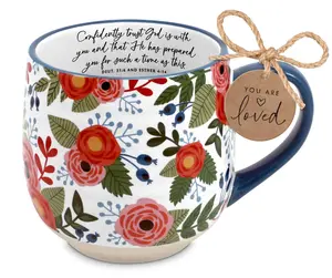 360 Stand Ceramic Mug - Dicksons 18551 "Blooming God Is With You" Design, Washable Kitchen Drinkware for Daily Use