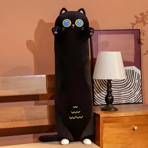 43.3 inch" Giant Long Black Cat Plush Body Pillow - Kawaii Soft Cuddly Stuffed Animal, Sleeping Hugging Pillow Sofa Toy, Birthday Christmas Gift for Kids Girlfriend
