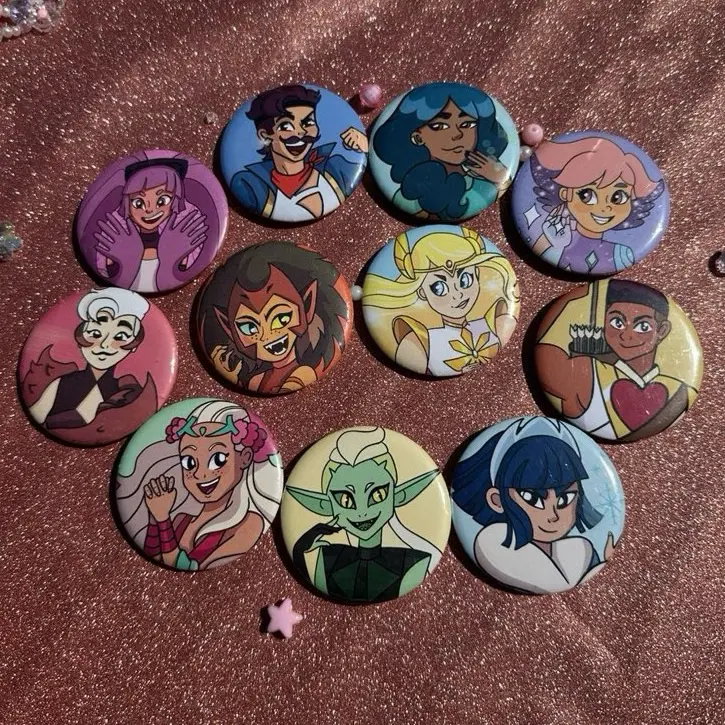 She-ra fan art holographic stickers and buttons
