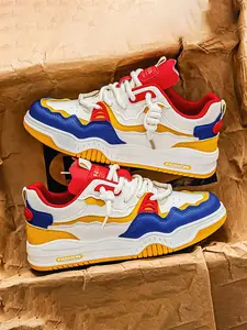 Men's Fashionable Patchwork Design Lace Up Skate Shoes, Casual Comfortable Sports Running Shoes, Trendy All-match Sneakers for Daily Wear, Casual Running Footwear, Athletic Shoes